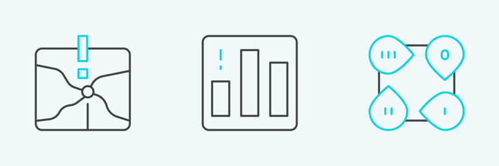 Poster - Set line Infographic element, Intersection point and Pie chart infographic icon. Vector
