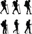 Trailblazing Wanderers - Set of 6 Hiker Vector Silhouettes