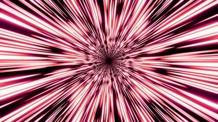 Fototapete - Abstraction of moving through an infinite red light tunnel with glowing lines on the sides with a remarkable speed. Dynamic CGI motion design on a vivid background