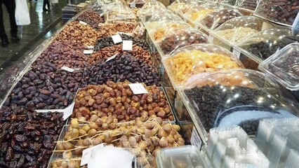 Sticker -  date fruits display for sale at local market in istanbul 