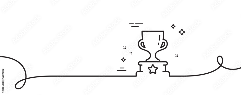 Winner Line Icon Winner cup line icon. Continuous one line with curl. Award trophy sign ...