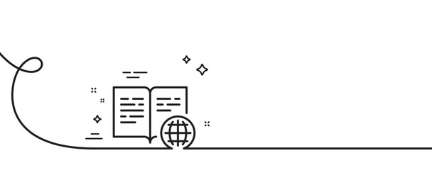 Poster - internet book line icon. continuous one line with curl. web document sign. office note symbol. inter