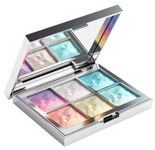 Iridescent Eyeshadow Palette In A Silver Case Isolated On Transparent Background Cutout, Generative Ai
