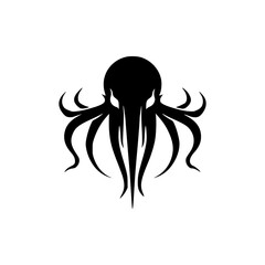 Wall Mural - simple cthulhu monster black color logo vector illustration template design