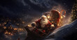 Santa Claus riding on a sled