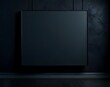 black modern tv on a dark wall. mockup 3 d rendering