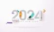 Modern and unique design 2024. new year greetings and invitations. Premium vector design for poster, banner, new year 2024 celebration and greeting.