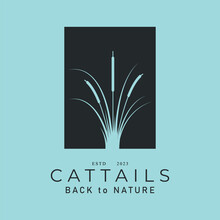 Cattails Icon Silhouette Logo Vector Design Art.