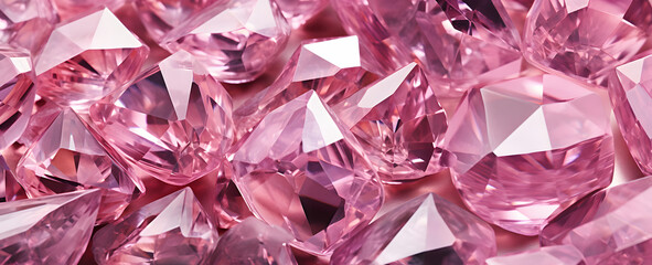 Wall Mural - Graff Pink Diamond texture, iridescent texture, faceted gem crystal refractions panorama background