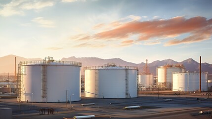 Canvas Print - oil and natural gas storage tanks, and the refinery business, generative ai