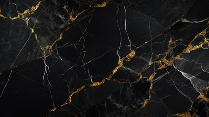 Wall Mural - Dark marble black marble stone background tiles stone gold silver