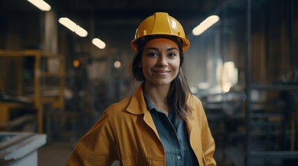 Poster - Female Worker in factory, engineer