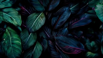  abstract colorful tropical leaf texture, dark foliage nature background