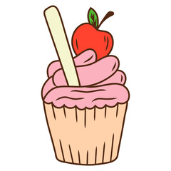 Poster - cupcake with cherry illustration