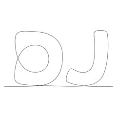 Fototapete - One continuous line of DJ word. Thin Line Illustration vector concept. Contour Drawing Creative ideas.