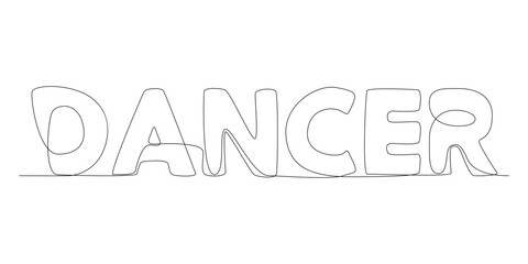 Fototapete - One continuous line of Dancer word. Thin Line Illustration vector concept. Contour Drawing Creative ideas.