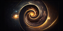 Beautiful Glowing Spiral Texture Or Background, On A Dark Background And Space Starry Style. Generative AI