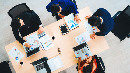 Poster - business people group meeting shot from top view in office . profession businesswomen, businessmen a