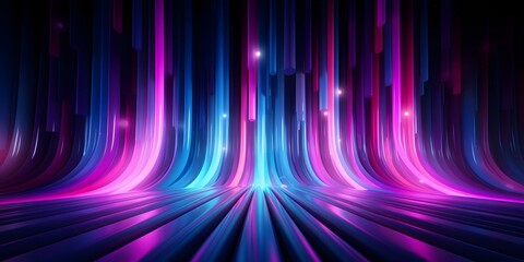 Wall Mural - abstract neon background with glowing pink blue vertical lines. digital ultraviolet wallpaper, ai ge