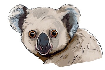 Sticker - curious koala staring at the viewer. Generative AI