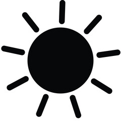 Wall Mural - Black sun icon on isolated white background. 