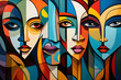 © sam - Colourful abstract face collage segmentation art