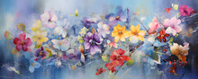Colourful Flowers Painting In The Style Of Painterly Fresco