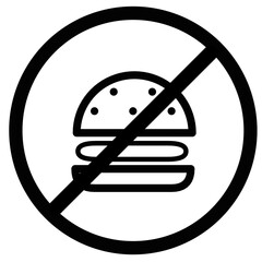 no food allowed sign, do not bring food to the room symbol, no burger allowed icon