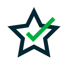 Poster - Star and check mark. Certification. Favorite. Vector.