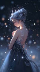 Wall Mural - extremely beautiful portrait of an attractive girl, fantasy character desing concept anime illustration artwork. generative AI 