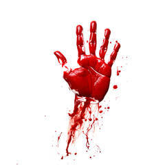 Fototapeta bloody red hand print against a white background. halloween horror illustration