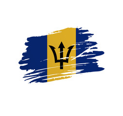 Barbados flag - nation vector country flag trextured in grunge scratchy brush stroke.