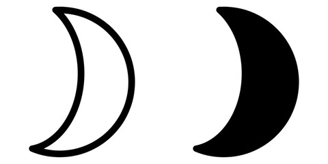 Poster - ofvs388 OutlineFilledVectorSign ofvs - moon vector icon . isolated transparent . black outline and filled version . AI 10 / EPS 10 / PNG . g11728