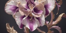 Blooming Orchid On A Dark Background. Delicate Orchid Flower.