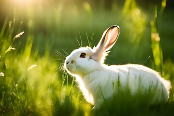 Poster - rabbit in the grass GENERATIVE AI