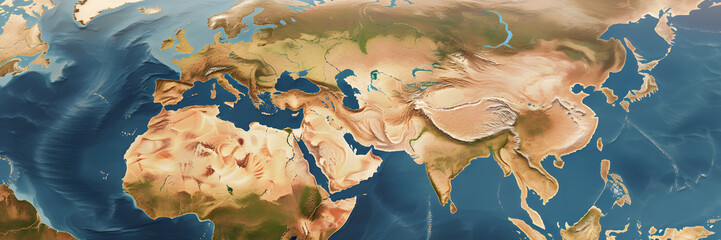 Wall Mural - Satellite image of the planet earth and full world map