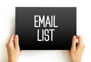 Poster - Email List - collection of email addresses, text concept on card
