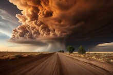 A Dramatic Scene Of A Thunderstorm Brewing, With Lightning Bolts Illuminating The Sky And Rainbow Clouds Adding A Touch Of Surreal Beauty To The Ominous Atmosphere