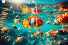 A Detailed Shot Of A Stunning Coral Reef With Intricate Coral Formations And A Diverse Collection Of Colorful Fish, Capturing The Essence Of Life And Vitality In The Underwater World