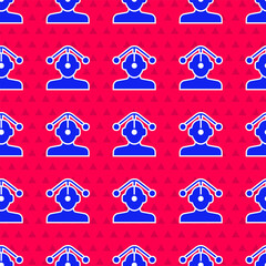 Wall Mural - Blue Hypnosis icon isolated seamless pattern on red background. Vector