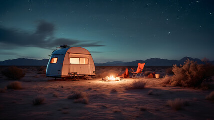 camping in the desert in the middle of nowhere.