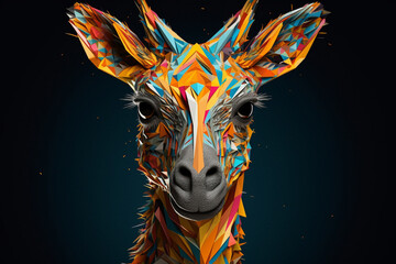 Aufkleber - A digital illustration of a geometric-inspired animal, combining geometric shapes and patterns to create a visually captivating and unique representation. Generative AI technology.