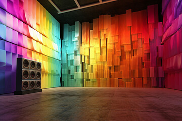 Fototapete - A conceptual art installation featuring soundscapes or immersive audio experiences that explore themes of memory, nostalgia, or collective consciousness, Generative AI technology.