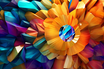 Poster - A digital art abstract composition that explores geometric shapes, patterns, and color gradients Generative AI technology.