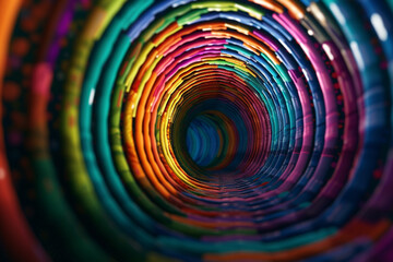 Aufkleber - A close-up shot of a tunnel entrance engulfed in a spectrum of colors, inviting viewers to step into a world of vivid experiences. Generative AI technology.