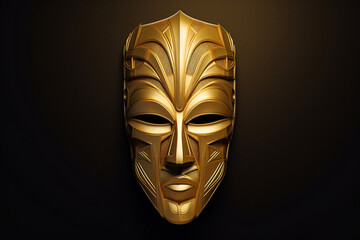 Poster - An image featuring an abstract interpretation of a Mycenaean gold mask, with shimmering lines and rich hues.  Generative AI technology.