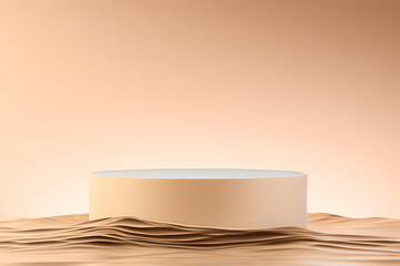 Wall Mural - Water Podium on Beige Background for Cosmetic Product Mockup