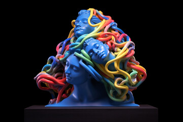 Aufkleber - An abstract representation of Gupta sculpture, with fluid forms and graceful lines. Generative AI technology.