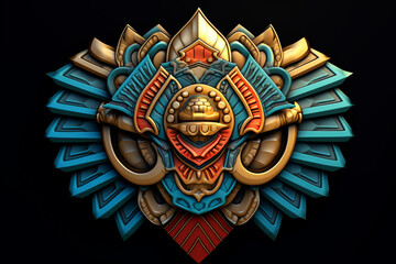 Aufkleber - An abstract depiction of the Kushan Dynasty emblem, with bold shapes and vibrant colors. Generative AI technology.