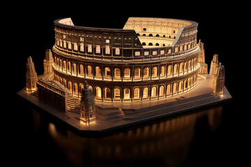 Poster - A digital sculpture of the Colosseum created. The image showcases the intricate details and architectural nuances of the structure. Generative AI technology.